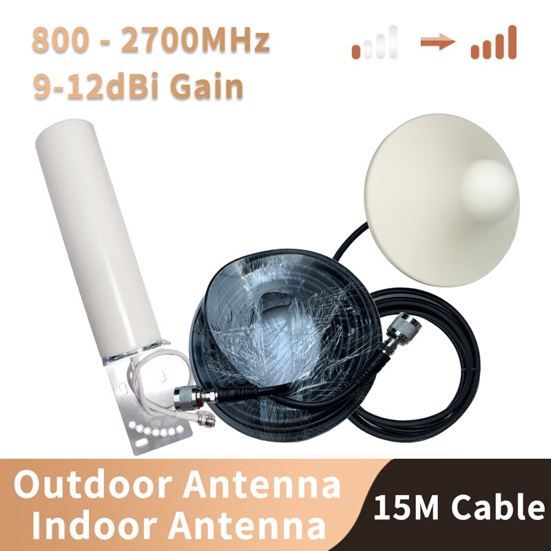 800-2700mhz 4G 3G 2G Antenna Phone Signal Booster Repeater Amplifier LTE CDMA GSM DCS N Female Indoor and Outdoor Antenna SET