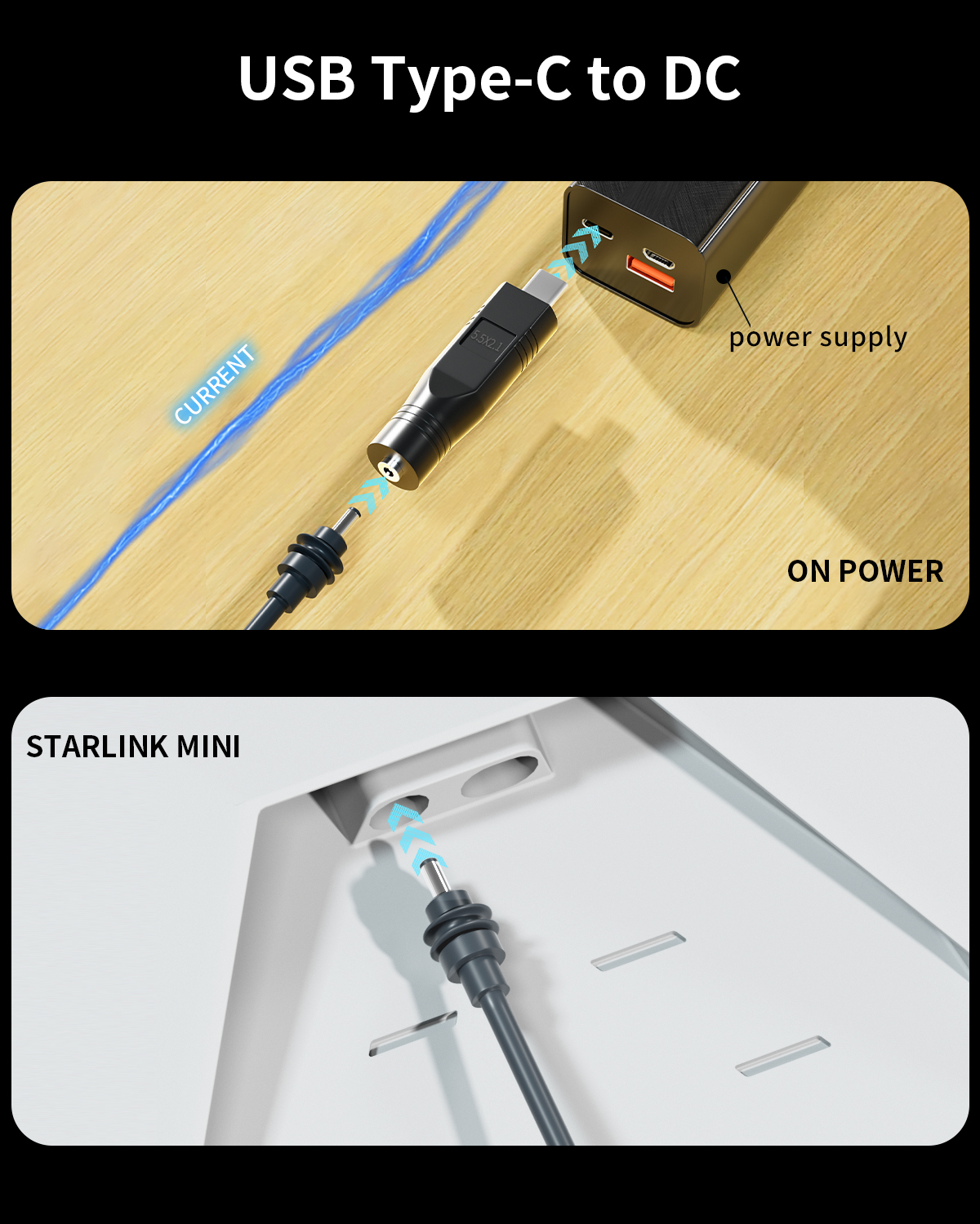 Starlink Mini-Zubehör, Ethernet-Adapter, Starlink-Minikabel, Starlink Mini-USB C Starlink Mini-DC-Stromkabel auf USB-C