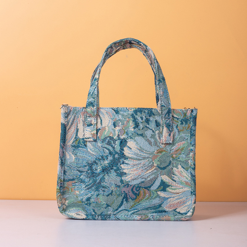 Lässige, faltbare stoff-einkaufstasche, monet-ölgemälde, umweltfreundliche, wiederverwendbare einkaufstasche, leichte schultertasche, mittlere größe