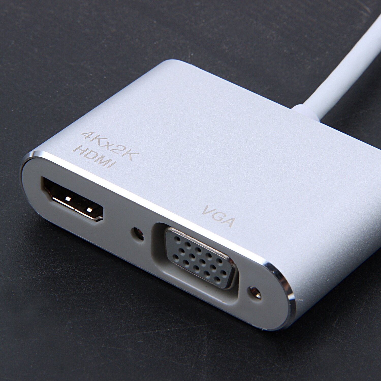 USB C to HDMI VGA Adapter, 2 in 1 Type C to VGA HDMI 4K UHD Converter Hub