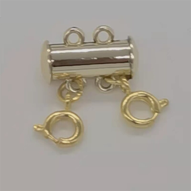 10 Stuks Gelaagde Ketting Spacer Sluiting, Magnetische Slide Sluiting Slot Ketting Connector Multi Strengen Schuif Tube Sluitingen: 2 rows gold