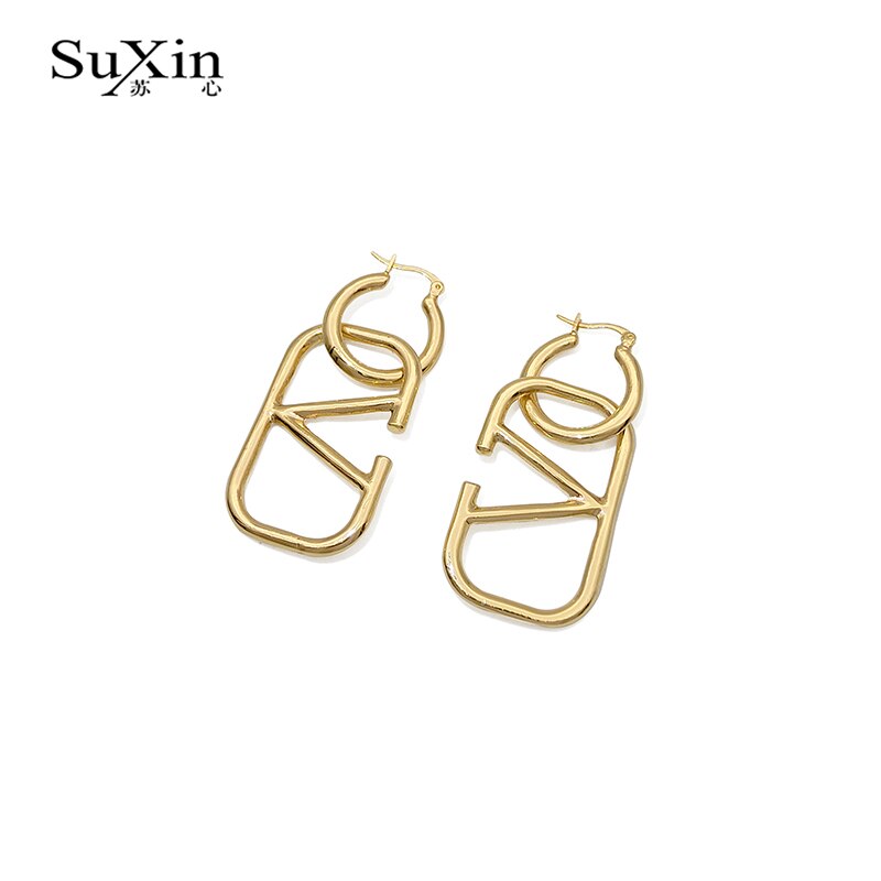 Suxin moda simples retro barroco brincos para mulheres de liga longa em forma de v pingente brincos jóias presente: Default Title