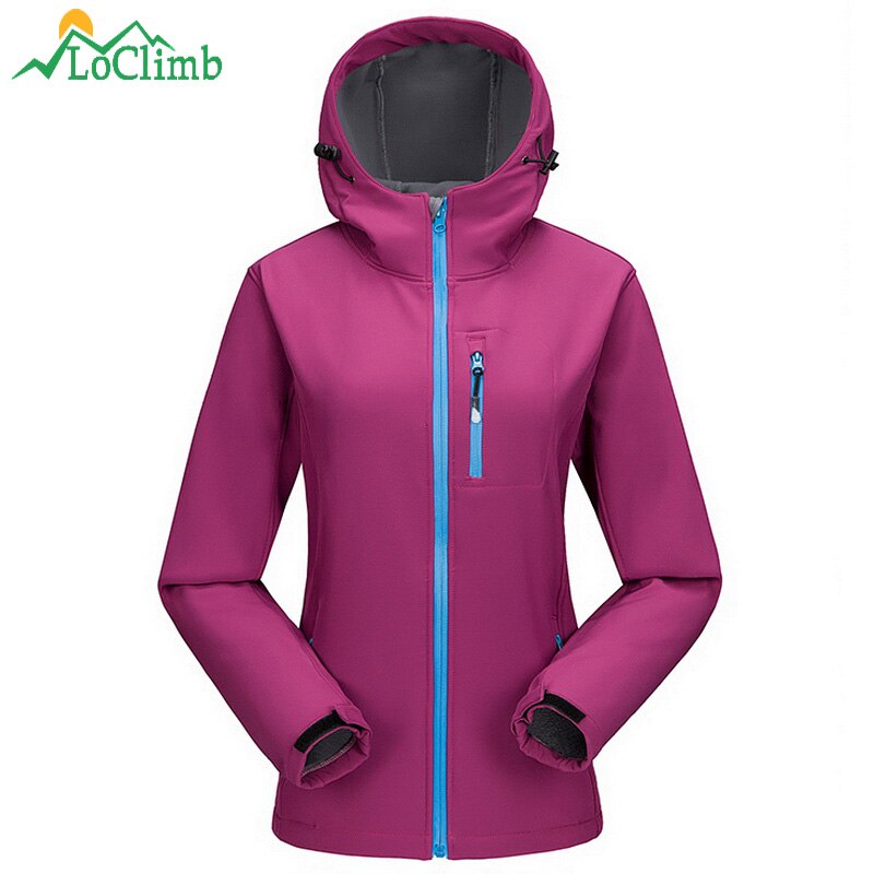 LoClimb Outdoor Camping Hiking Female Jackets Fleece Softshell Waterproof Women's Windbreaker Trekking Ski Sport Jacket,AW098