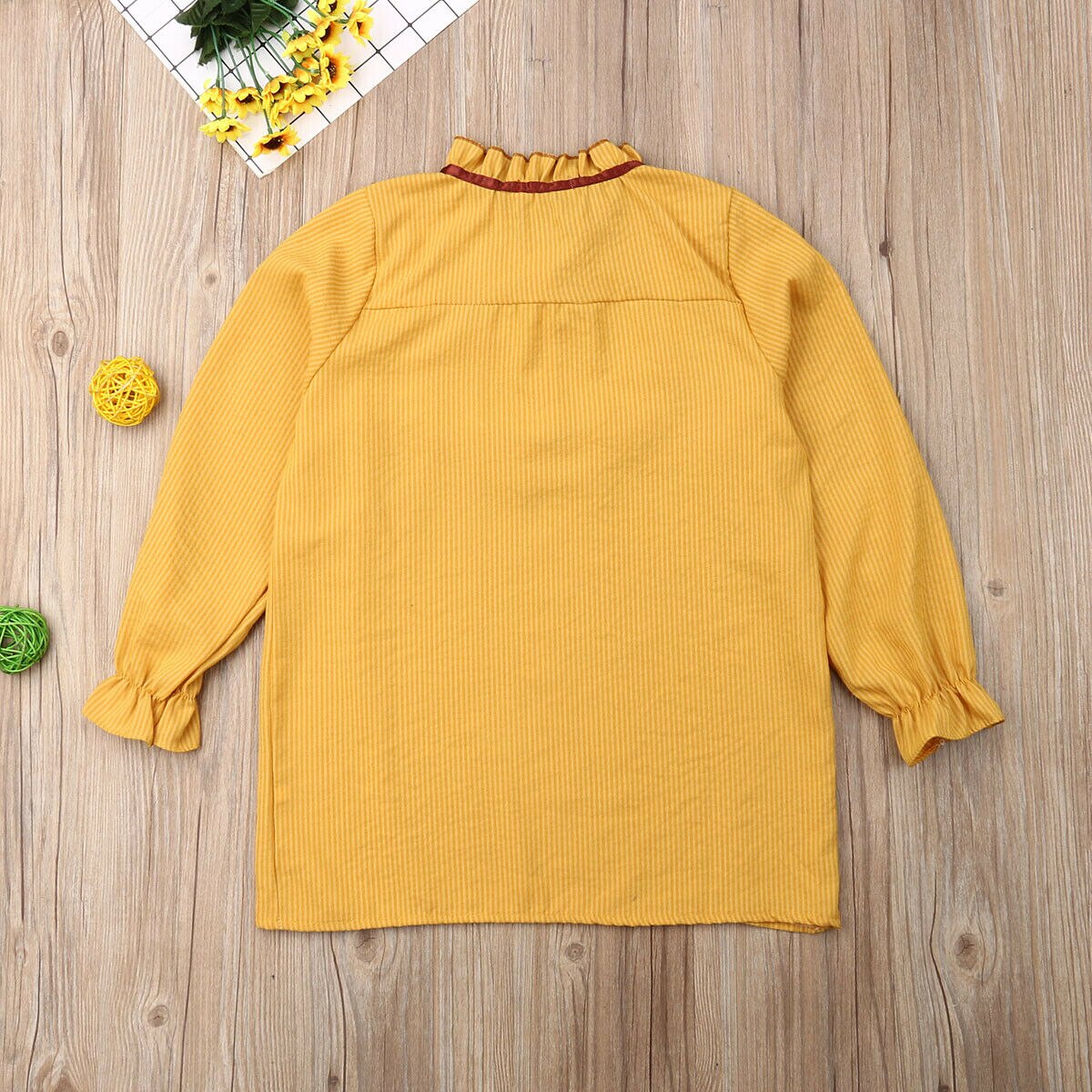 Kids Meisje Gele Blouse Mode Vlinder Kraag Verstoorde Shirts Bladerdeeg Lange Mouwen Kleding Kinderen meisje Top