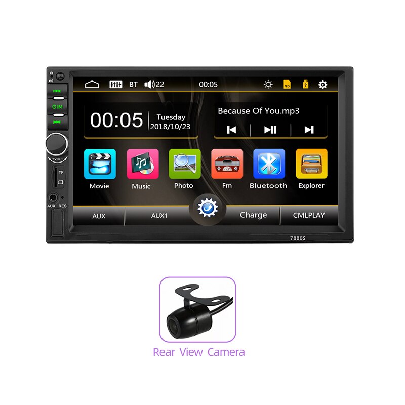 JMANCE Autoradio 2 Din Car Radio 7" Touch Screen Dash MP5 Bluetooth USB Car Digital Multimedia Player Rear View Camera: Purple 