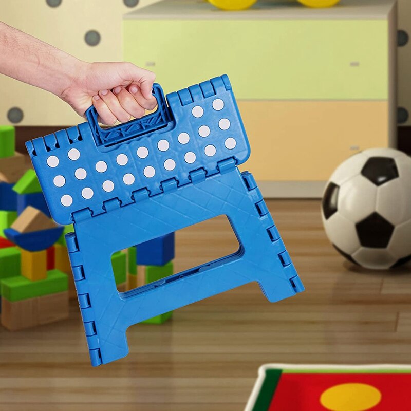 Foldable Step Stool for Kids Lightweight Plastic Blue