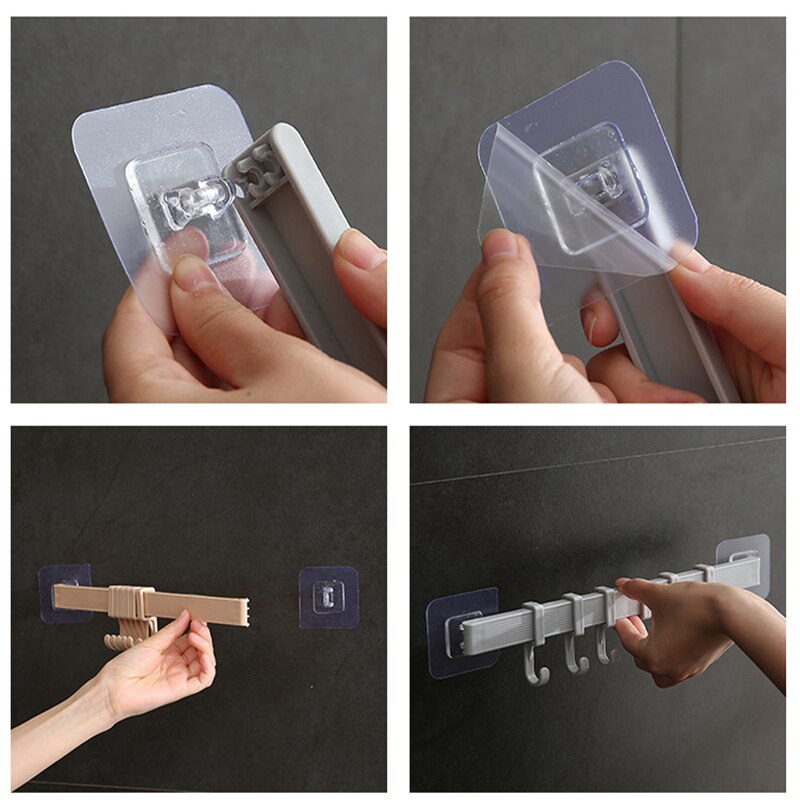 Adjustable Kitchen Storage Rack 6 Hooks Wall Hooks Bathroom Door Holder Hanger Towel Holder Key Hooks Kitchen Organizer