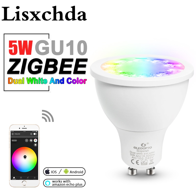 Gledopto Zigbee Smart Home Rgb Warm Wit Licht 5W GU10 Led Spotlight AC100-240V Werken Met Alexa Echo Plus Smartthings