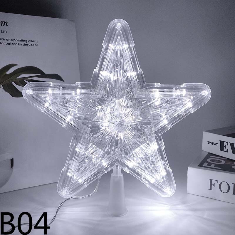 1 st 18/24.5cm julgran topp stjärna led ljus dekoration jul taklampa hem nattlampa dekor jul navidad: B04