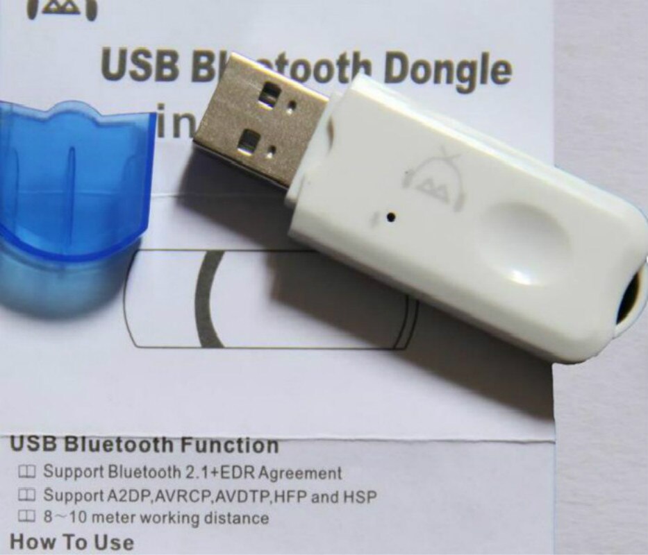 White Portable Car Kit Wireless Bluetooth 2.0 Adapter stereo Audio Receiver mini 10Mbps USB Bluetooth Adapter