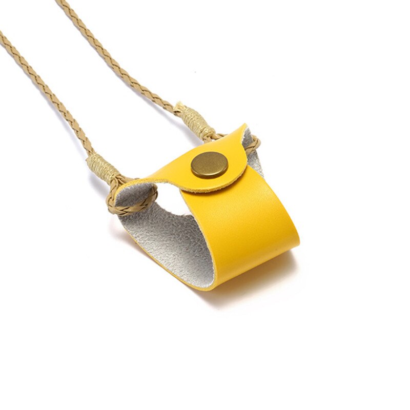 Hangende nekclip brillen tassen dames heren draagbare etui leren brillenkoord schattige beschermhoes: Geel