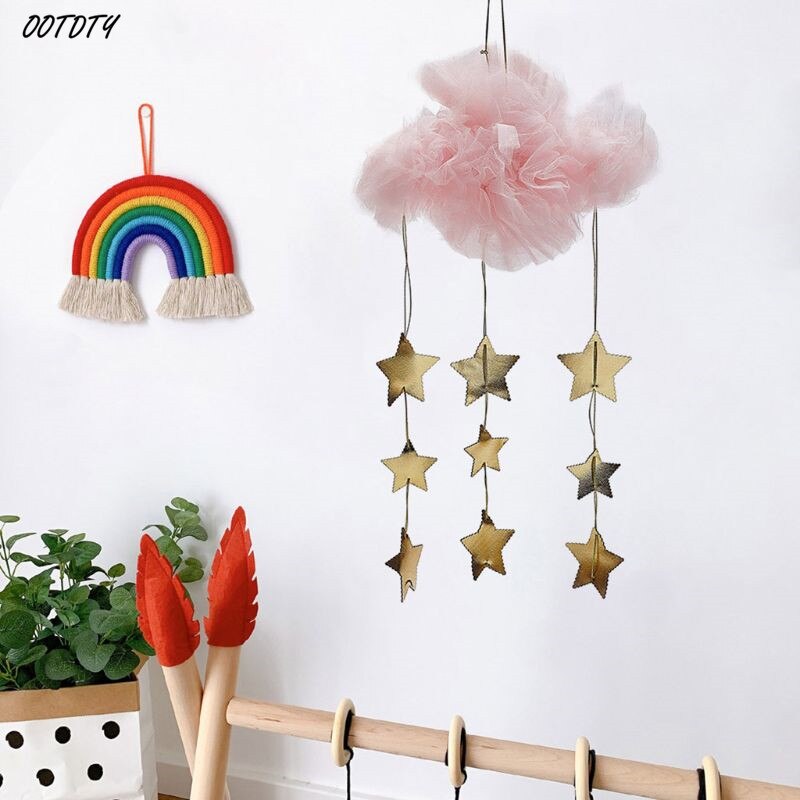 Bebé techo móvil colgante nube decoraciones guirnalda de estrellas DIY colgante fotografía accesorio juguete para cuna niños decoración para dormitorio infantil