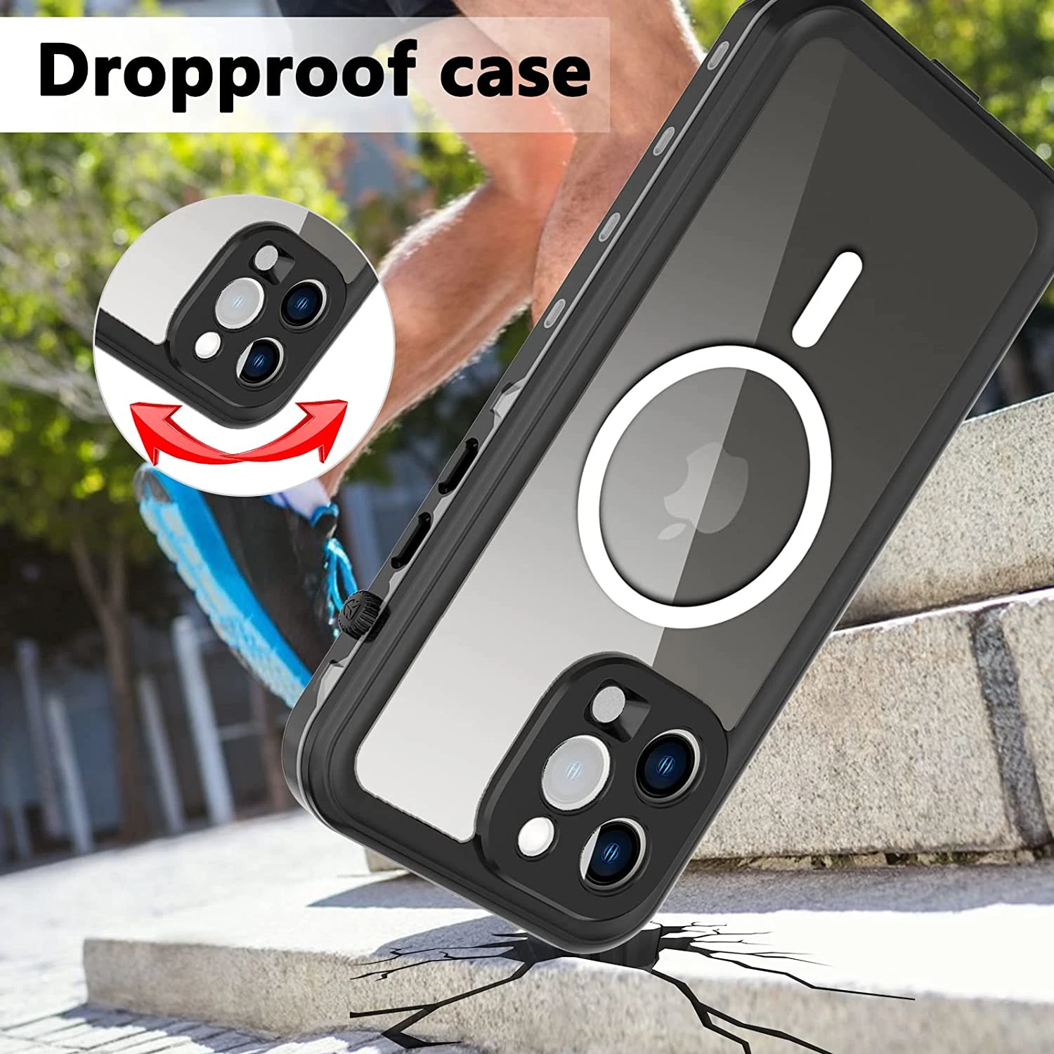 Vattentätt fodral för iphone 16 15 14 pro max plus kompatibelt magsafe-skal magnetiskt magnetiskt heltäckande telefonskal med snodd