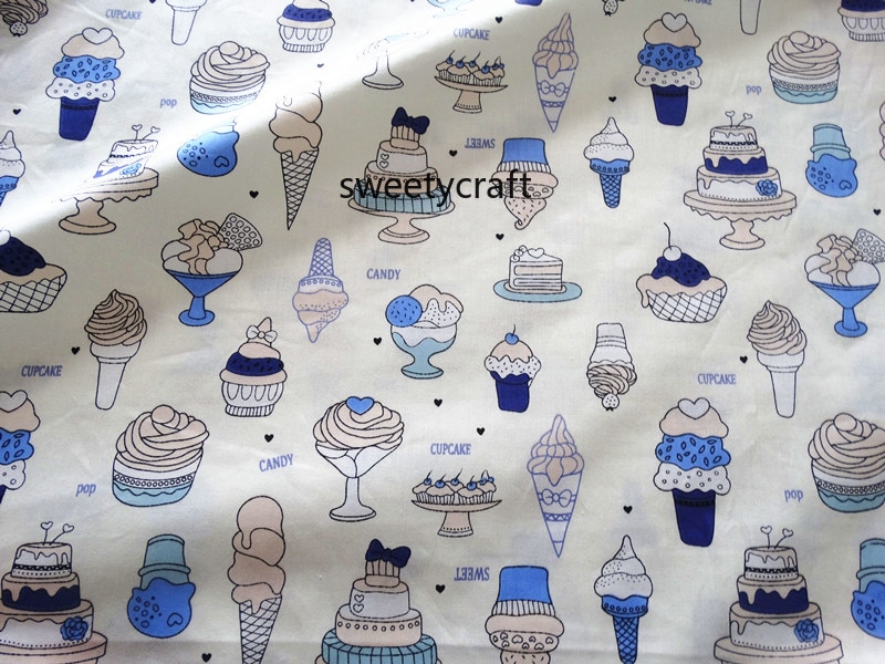 160x50cm anniversaire gâteau imprimer 100% coton tissu par demi mètres tissus patchwork pour bricolage matériel de couture bébé robe feuille tissu