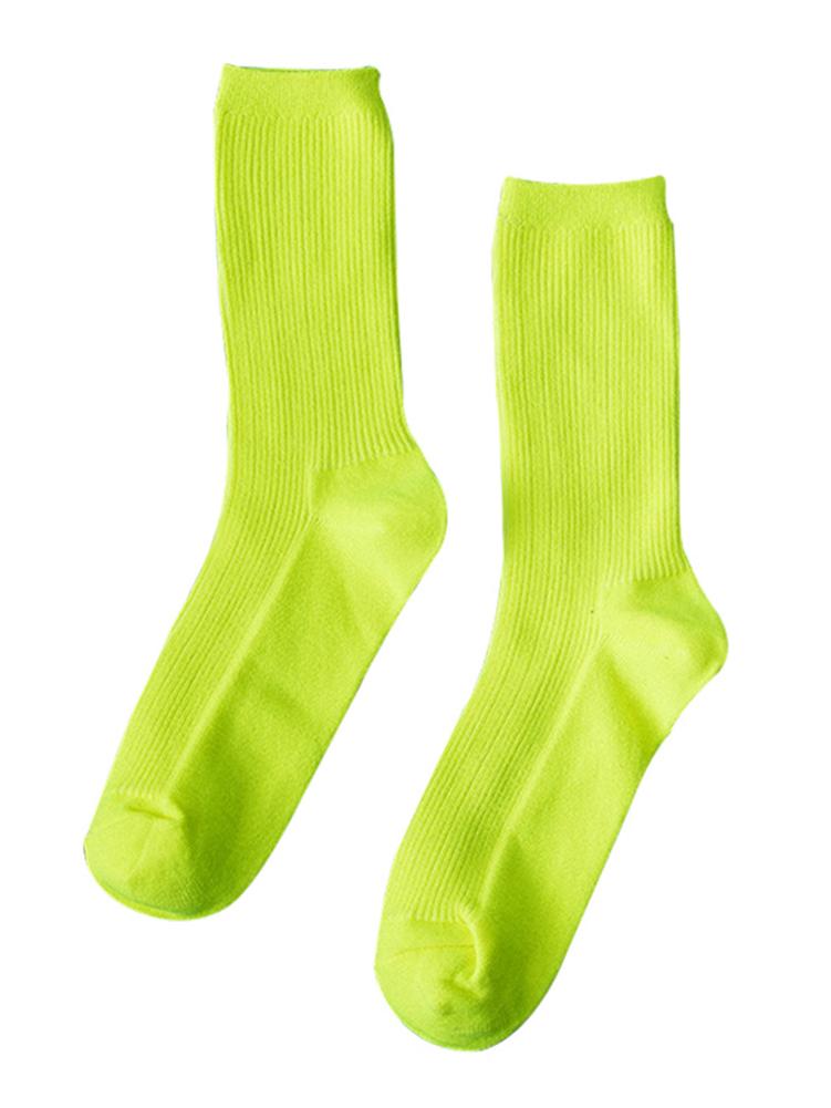 Calcetines deportivos transpirables para niños, medias de algodón con barra Vertical, a la , Color fluorescente