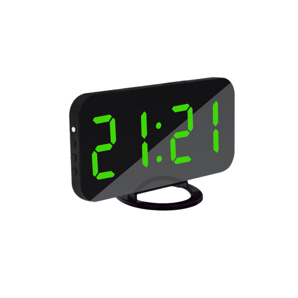 Digital Alarm Clock with Dual USB Charging Ports Large Easy-Read Mirror Surface LED Display Snooze Dimmer Function (Green): Green