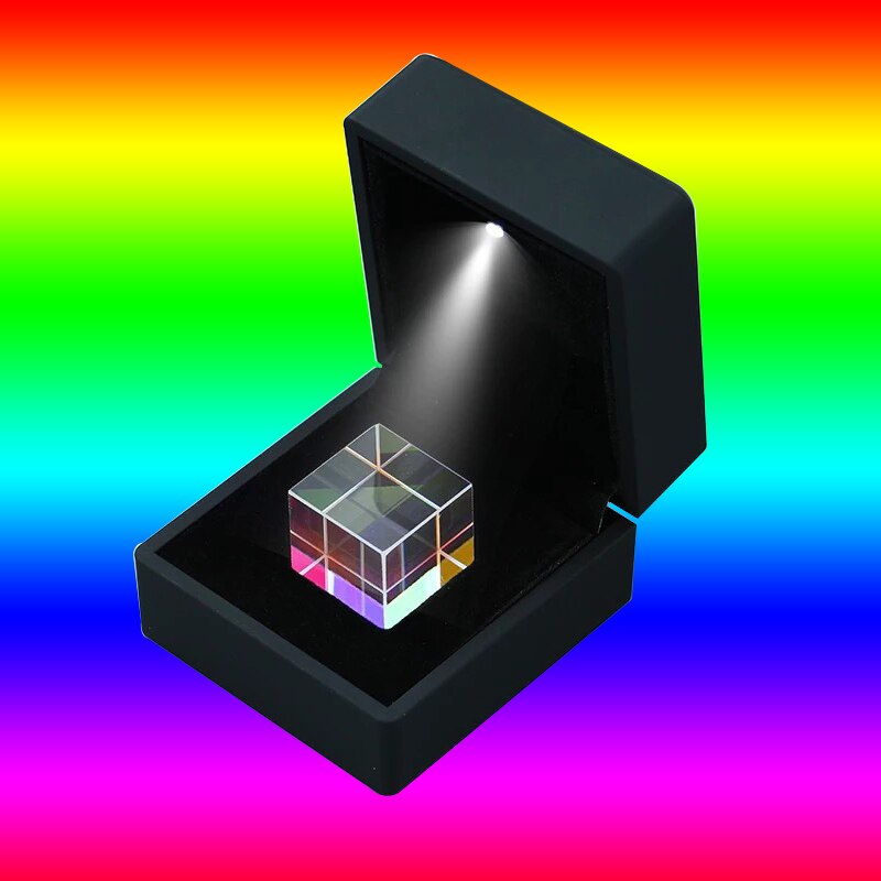 Optische Prisma 20*20*20Mm Optische Experiment Instrument Rainbow Cube Glas Beam Splitting Prisma Kerstcadeaus met Doos
