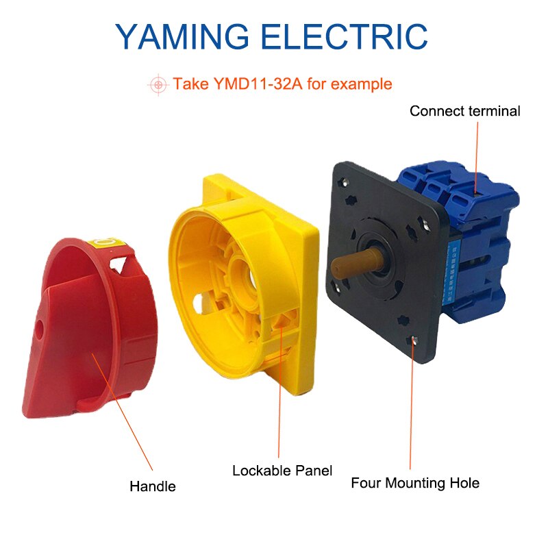 YMD11-25A 3P 690V Isolator Schakelaar Hangslot Disconnect Selector Met On-Off Panel Power Control Vervangen LW30