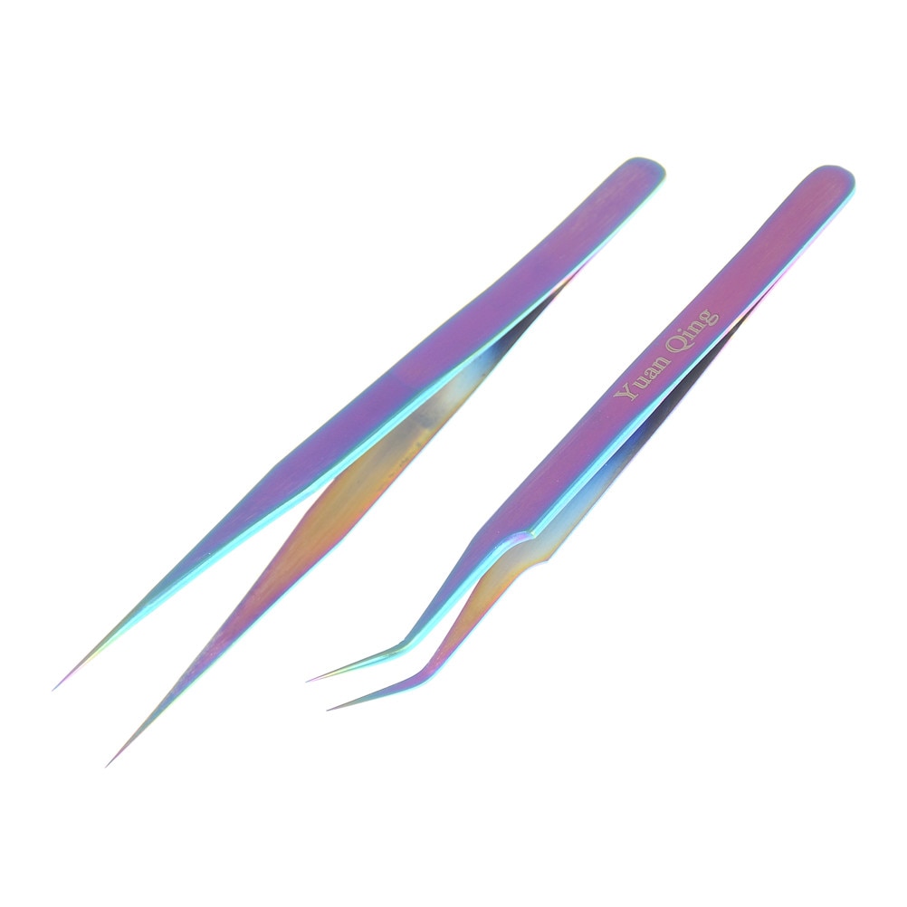 Stainless Steel Tweezer Rainbow Colorful Rhinestone Picker Tool Straight Or Curved Tweezer DIY Electronics Tools Repair Tools