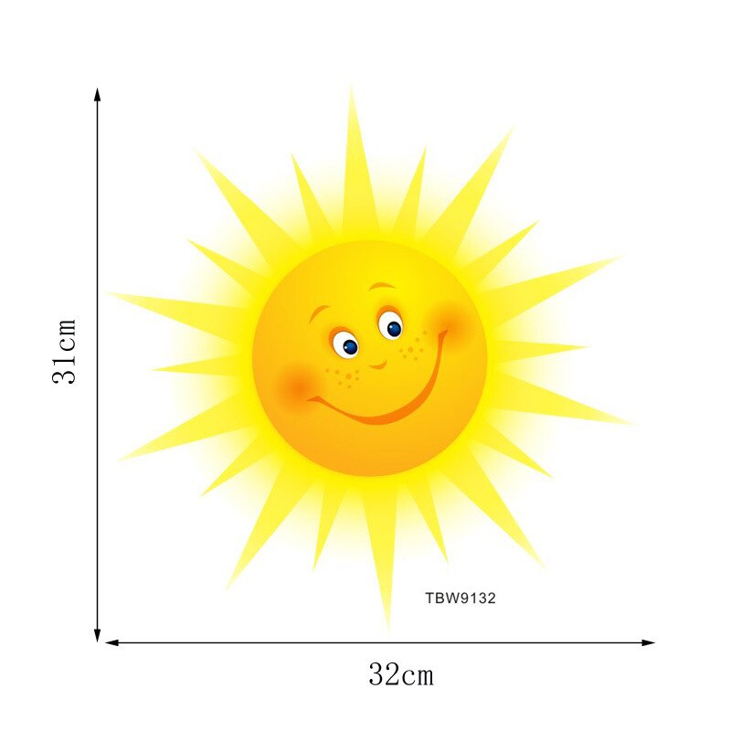 Cute Smiling Sun Wall Sticker Wallpaper Unique Wall Decal Decorative Sticker Baby Living Room Home Bedroom Removable