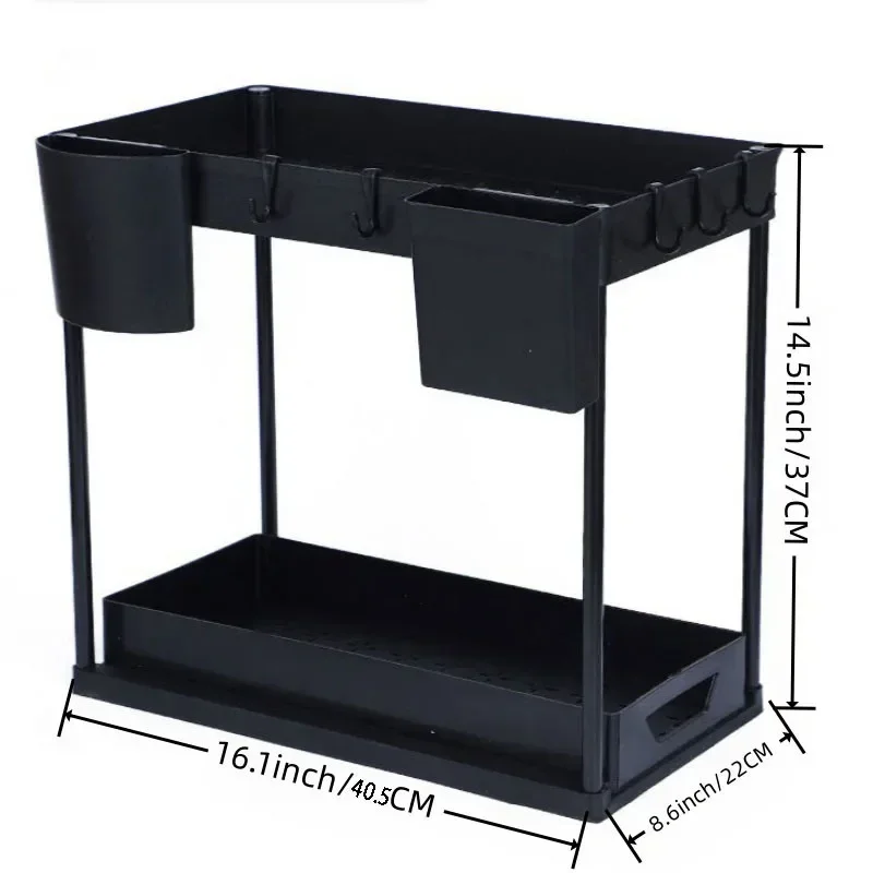 Keukenopslag onder gootsteen organisator 2-laags uittrekbare multifunctionele lade plank organisator badkamer desktop kast rek: lichtgroen