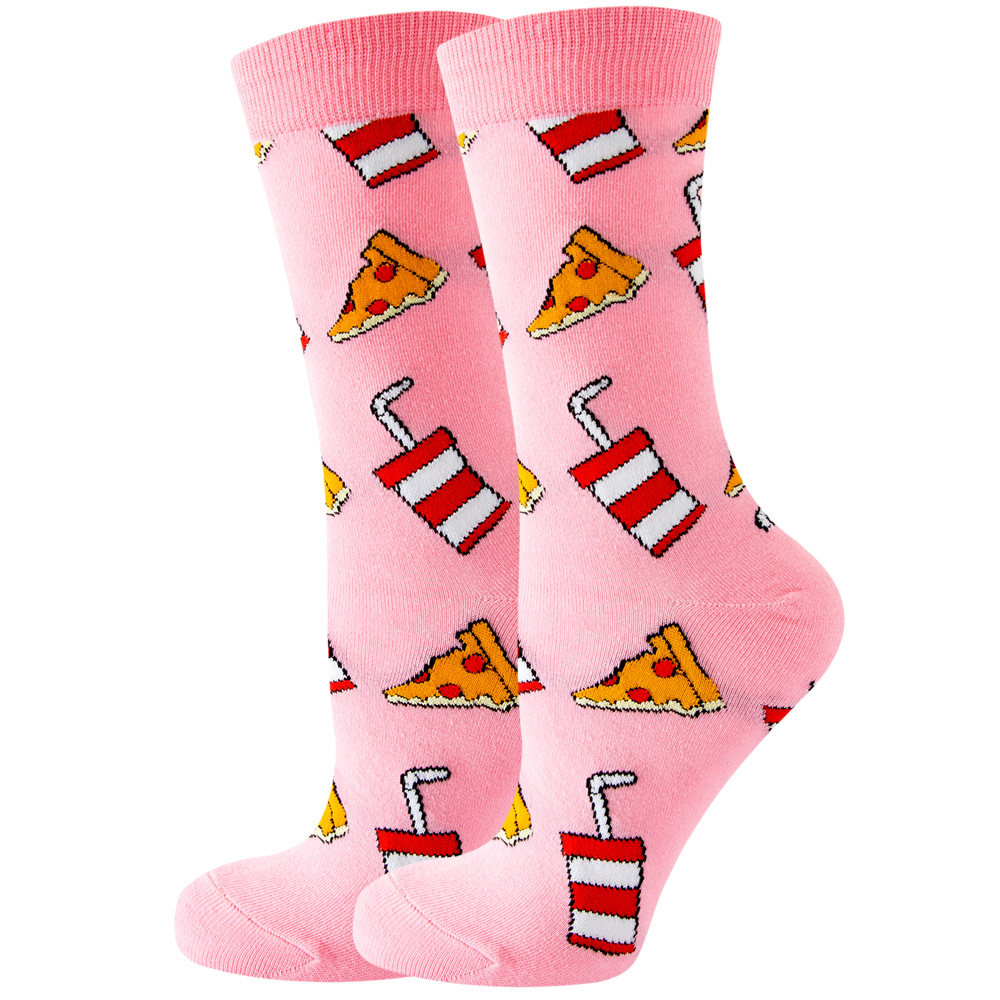 1 par de calcetines de flores para Mujer, fresa, sandía, fruta, Chaussette, Animal, estilo Harajuku, Calcitinas felices de algodón para Mujer
