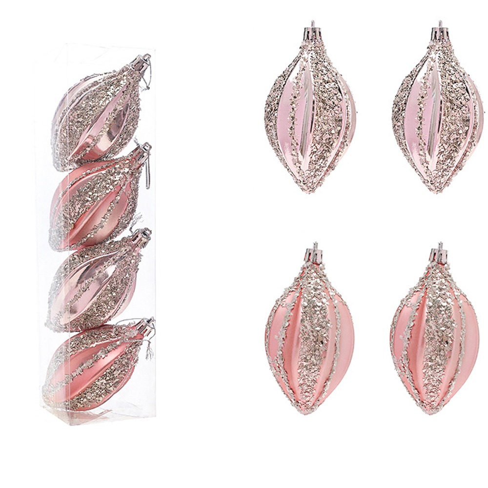 Pink Christmas Balls Pendants Pinecone Ice Cream Xmas Tree Hanging Ornaments Shatterproof Pentagram Merry Christmas Decor: Olive