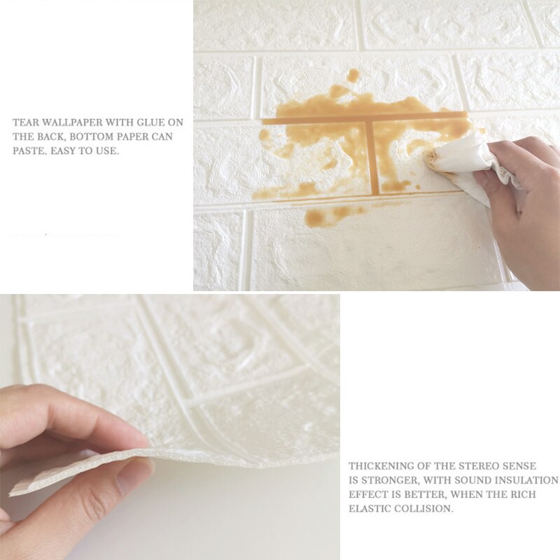 3D Wall Stickers Imitation Brick Bedroom Decor Panel Self-adhesive Wallpaper for Living Room Kitchen TV Backdrop Home Decoration