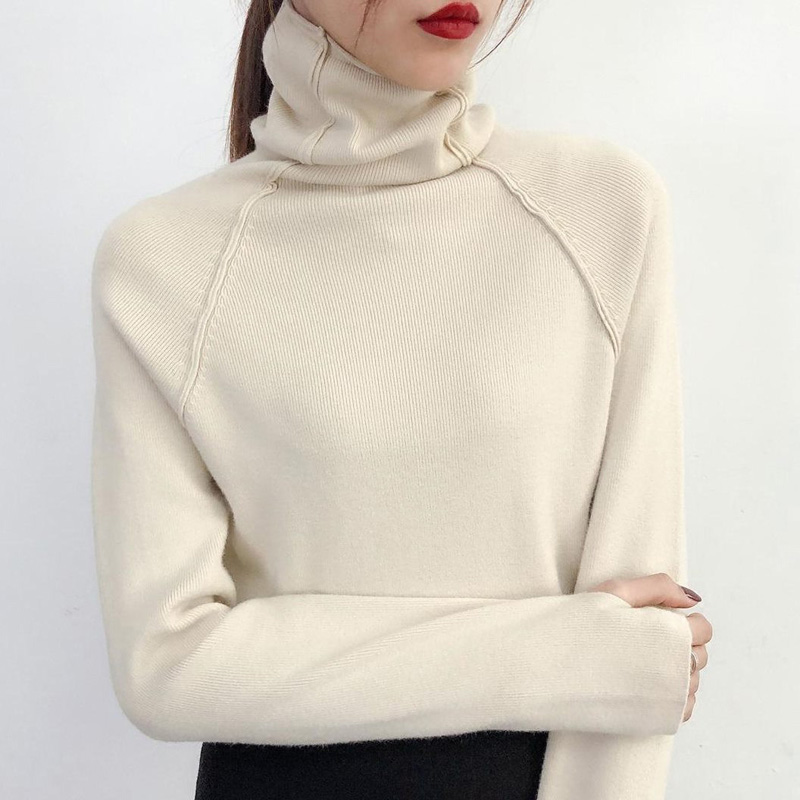 Turtleneck sweater kvinder efterår vinter tyk pullover solid strikket sweater kvindelig overdimensioneret bunkekrave sweater
