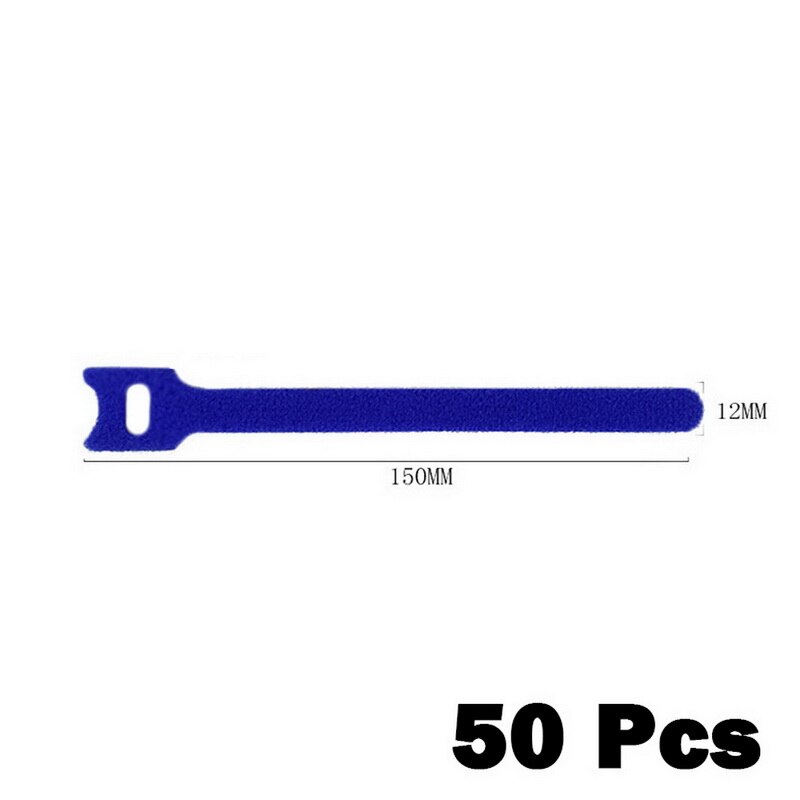 50Pcs Reusable Black Cable Cord Nylon Strap Ties Tidy Organiser Tool Hook And Loop Cable Ties Multiple Colour: blue