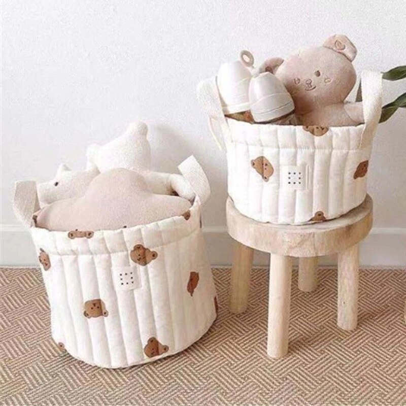 Sacs à couches brodés ours fleur pour bébé garçon fille -né sac à couches organisateur pour maman vêtements jouets sac de rangement panier