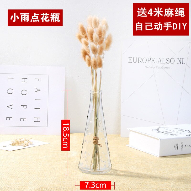 Jarrón de vidrio transparente , florero moderno minimalista hidropónico nórdico, adornos para el hogar, florero de flores secas: L-without flowers