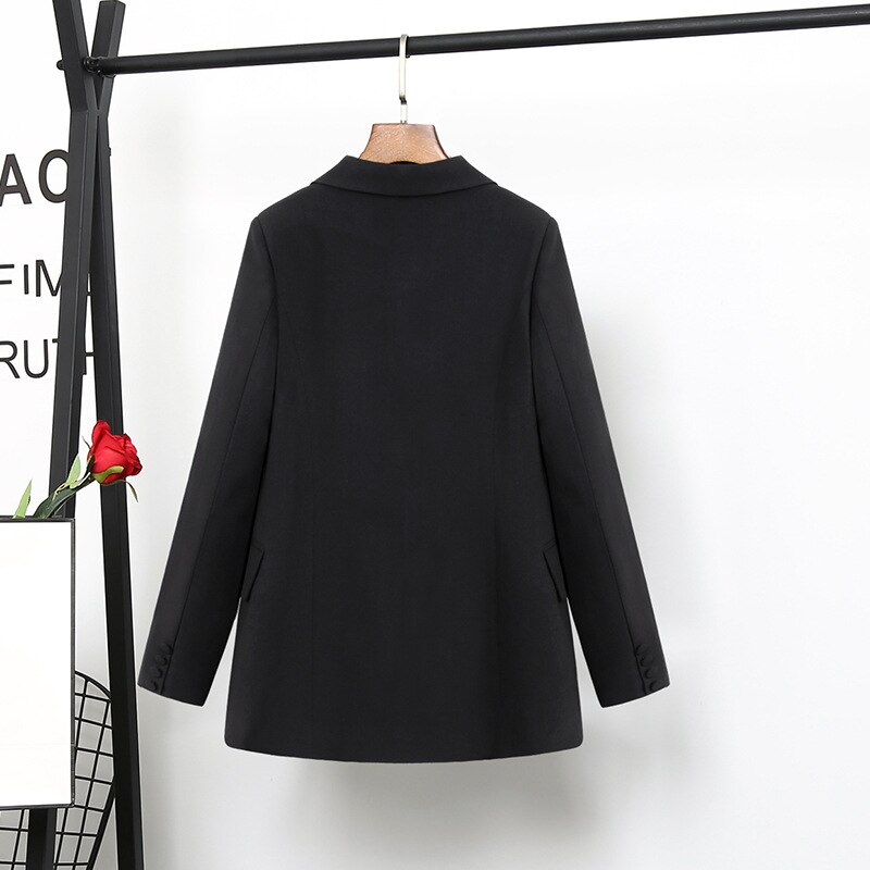 Women's Office Lady Two Pieces Solid Double Breasted Turn-down Collar Blazers Trouesrs Pant Suits Plus Size 4XL