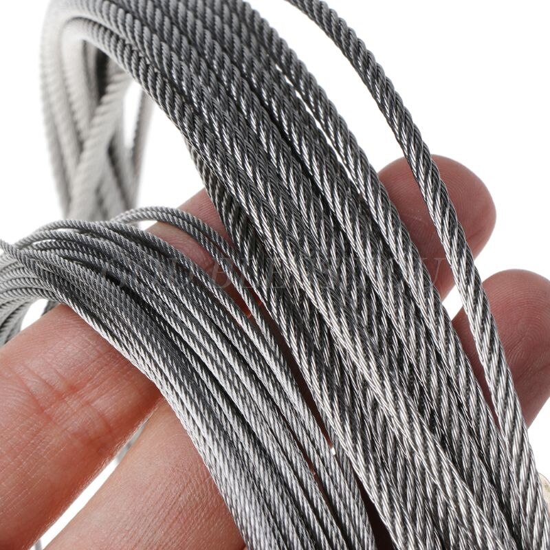 10m 304 Stainless Steel Wire Rope Soft Fishing Lifting Cable 7X7 Clothesline