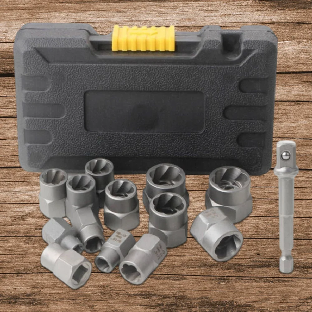 14 Pieces Damaged Bolt Removal Tool Impact Bolt & Nut Remover Set Alloy Damaged Bolt Nut Remover Extractor Socket Tool