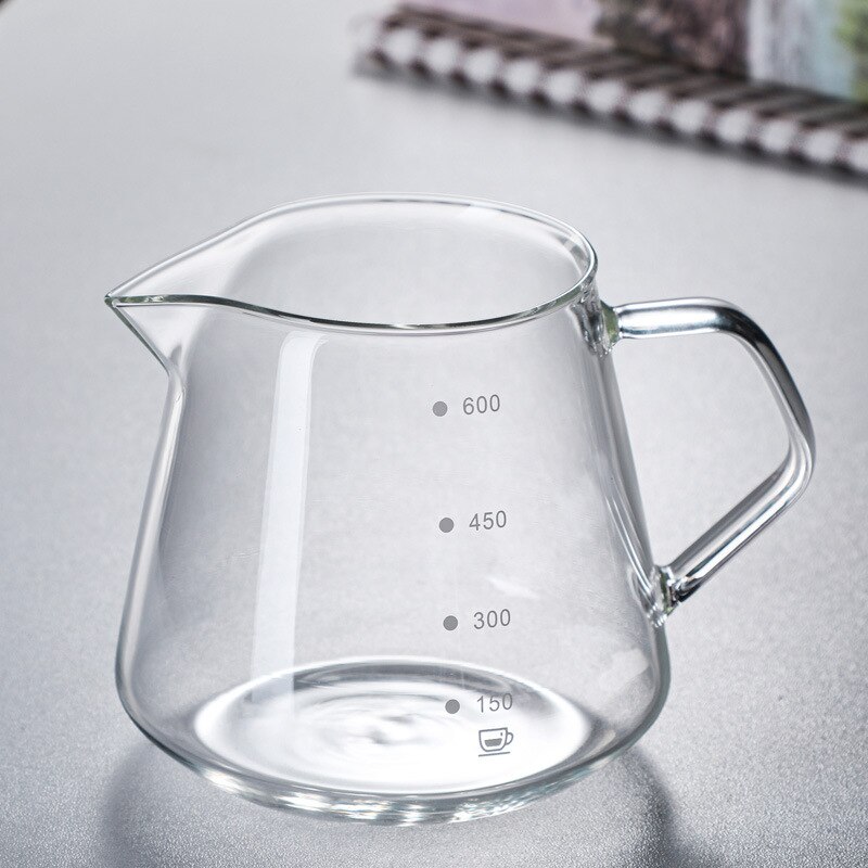 300ML/600ML V60 Hand Pour Drip Coffee Pot Set Wooden Coffee Dripper Holder Glass Pot Set Sharing Pot Brewing Pot Coffee Utensils