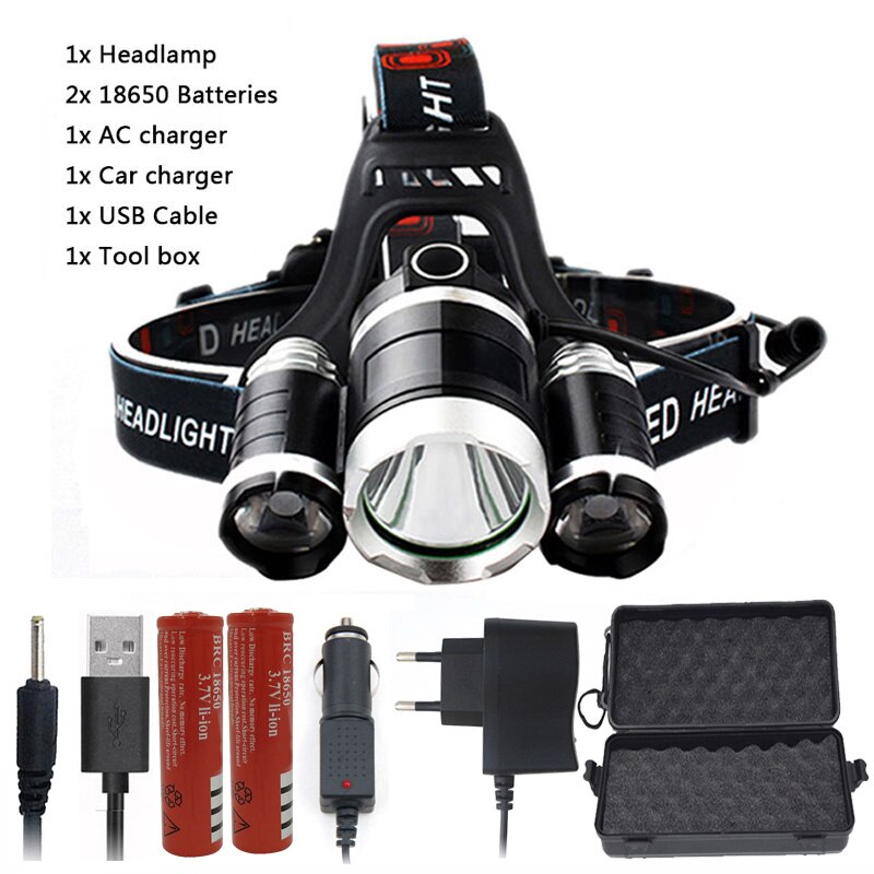 Litwod z20 XM-L T6 Zoomable cabeza linterna Power Bank cabeza lámpara 15000 lúmenes recargable Led faros: Opton D