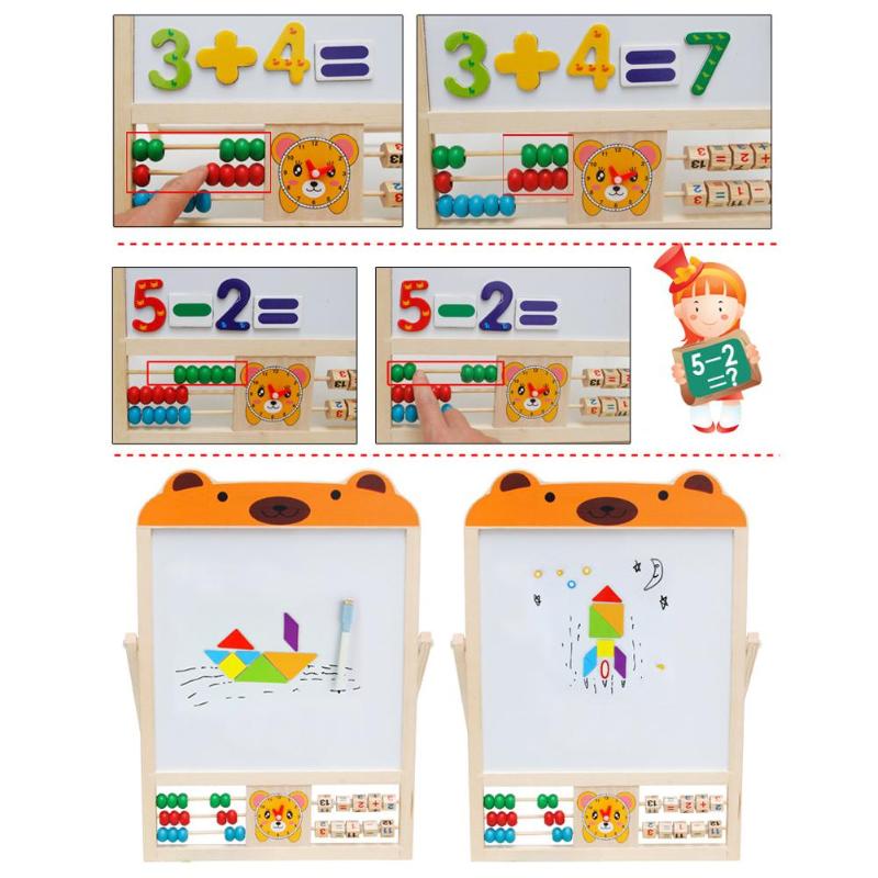 2 IN 1 KIDS Houten Schoolbord Ezel Stand Leren Boord Vinyl Trekken Krijtbord + Whiteboard Met Houten Standaard Onderwijs Set