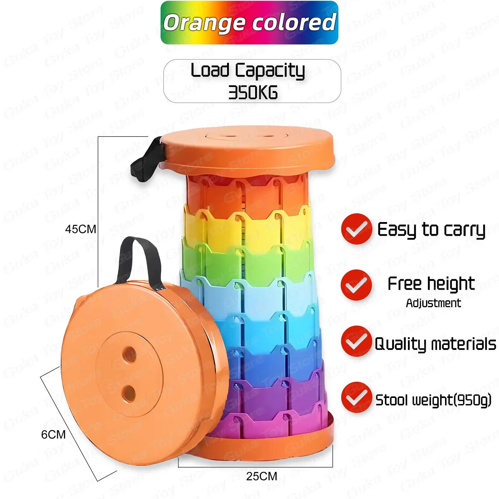 Silla plegable redonda portátil, silla de acordeón con ajuste de altura, herramienta Simple, elefante para Columpio de patio de recreo, novedad de 2024: Castaño