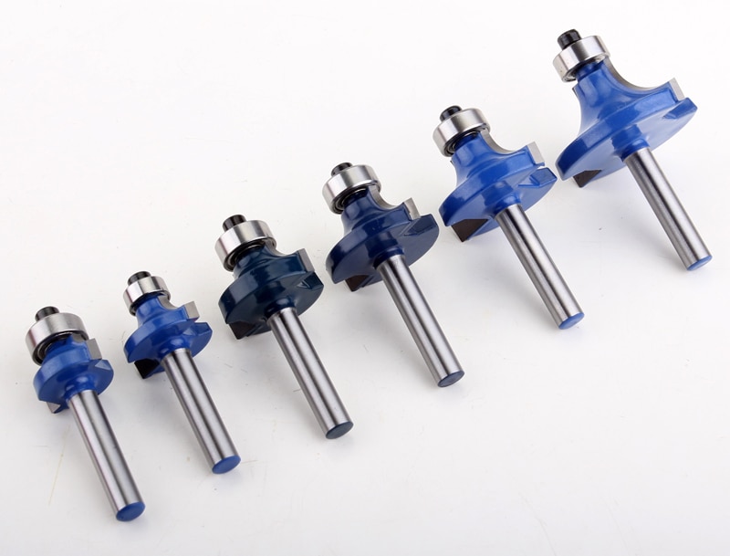 6PC 1/4" Shank Round Over Router Bit Set 1/2,3/8,5/16,1/4,1/8 Radius Tenon Cutter for Woodworking Tools