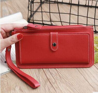 Style Women Casual Solid Clutch Long Wallet Purse Ladies Zipper Hasp Phone Card Holder: A