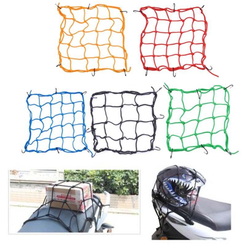 Soporte para casco de motocicleta, 6 ganchos de sujeción, 40x40cm, bolsa de red de malla, red de carga de equipaje, estilismo para automóvil