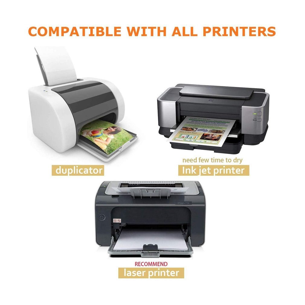 e-dama 100 vellen bedrukbare stickers A4 (210 x 297 mm), polyester (PVC), glanzend, waterbestendig, voor laserprinters, wit