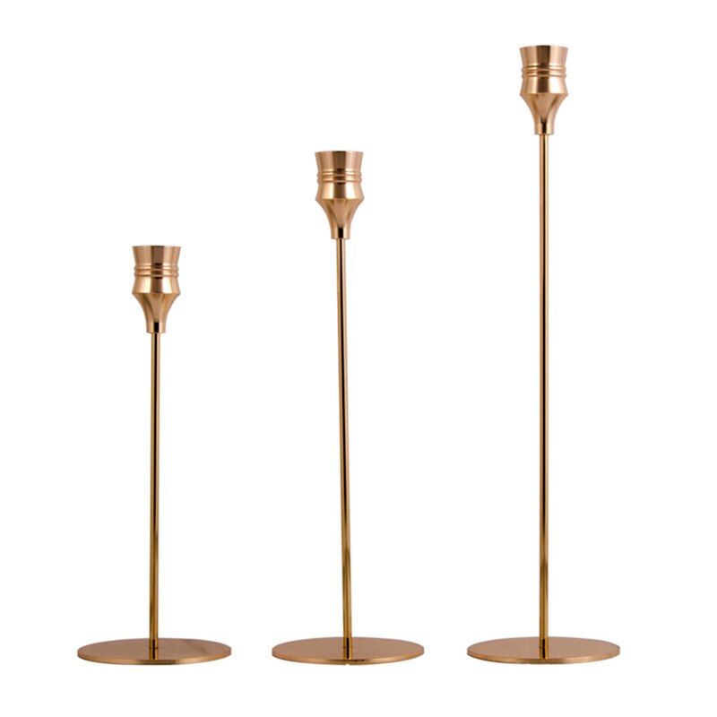 3 st/ set europeisk ljusstake i metall enkel guldbröllop dekoration bar fest vardagsrum dekoration heminredning: Guld-b set