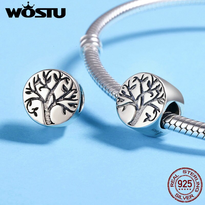 WOSTU Moda Novo 100% 925 Sterling Silver Clássico Tree of Life Beads fit original CQC430 WST Charme Pulseiras Finas Jóias