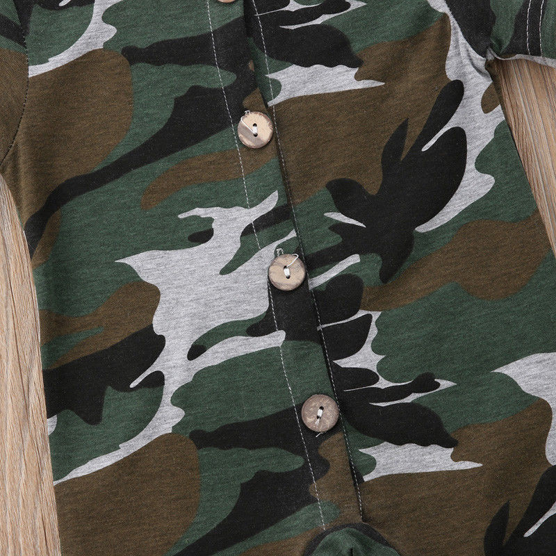 Newborn Infant Baby Boy Girl Kids Camo Romper Jumpsuit Clothes Outfit