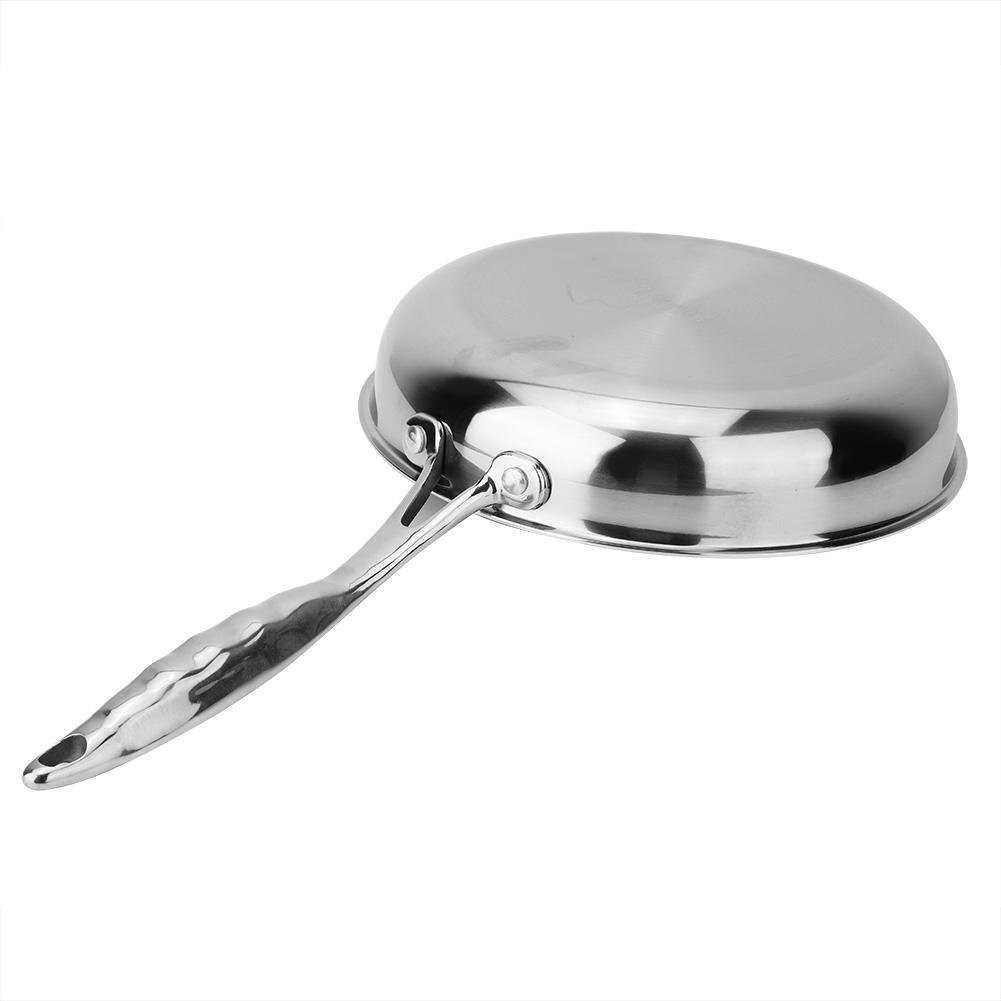 24cm Three Layer Flat Frying Pan Food Grade 304 Stainless Steel Non-stick Cooking Pot Omelet Kitchen Cookware with Pot Cover