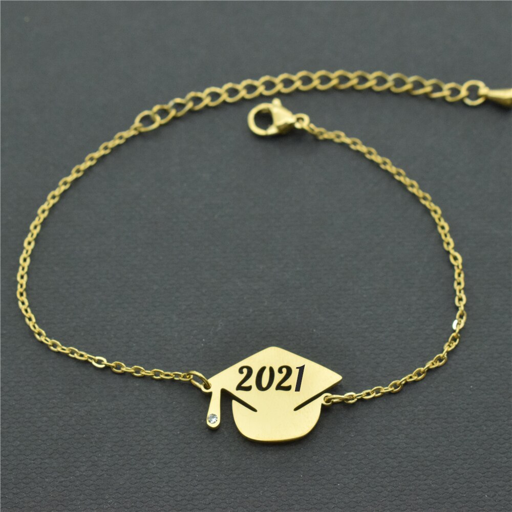 Dr Hoed Afstuderen Armband Voor Vrouwen Beste Vrienden Minimalistische Graduation Sieraden Roestvrij Staal Gouden Armband Femme