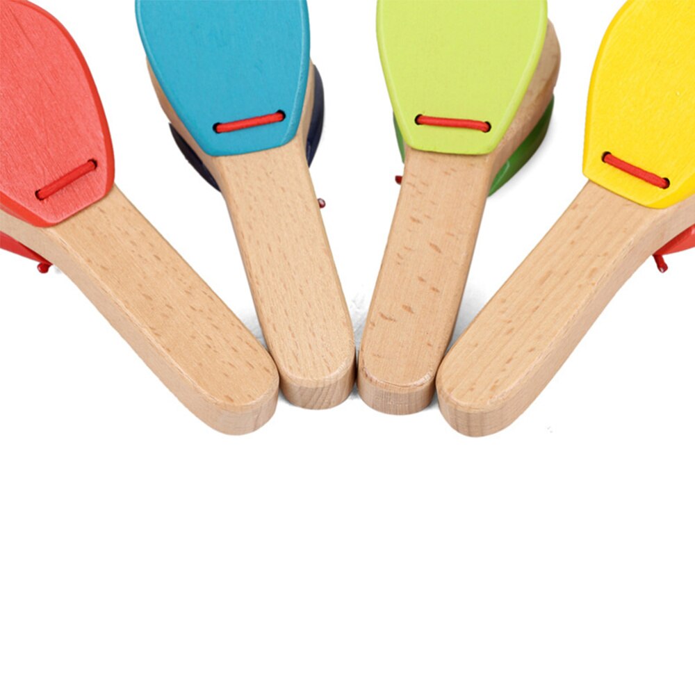 Lovely Kids Wooden Castanet Clapper Educational Musical Percussion for Baby Early Learning (Random Color)