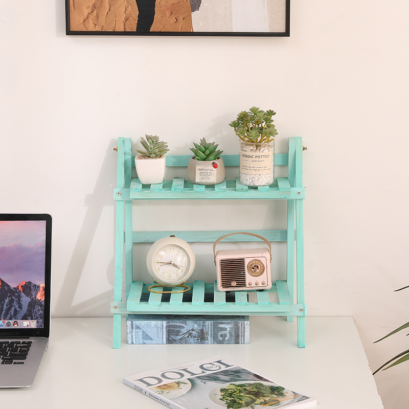 Étagère de rangement en bois à 2 niveaux, 1 pièce, organisateur de bureau, présentoir de bureau trapézoïdal, papeterie de bureau